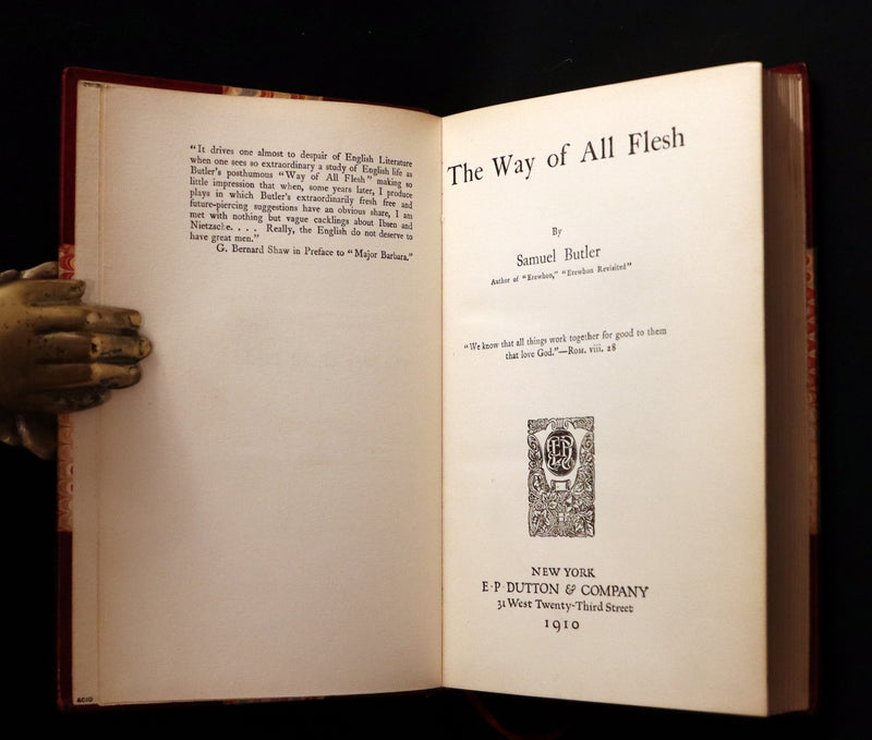 1910 Sangorski & Sutcliffe binding - The Way Of All Flesh by Samuel Butler. First US Edition.