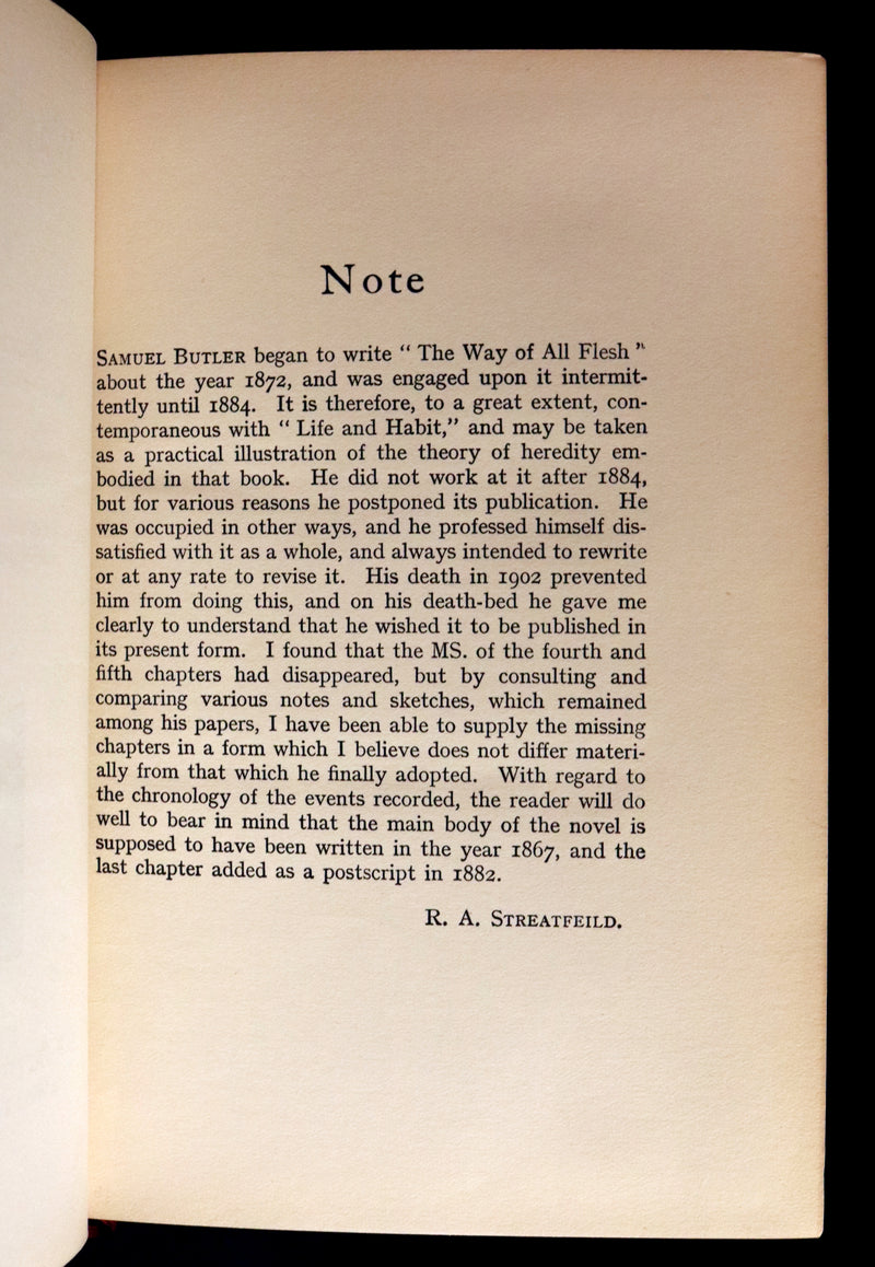1910 Sangorski & Sutcliffe binding - The Way Of All Flesh by Samuel Butler. First US Edition.