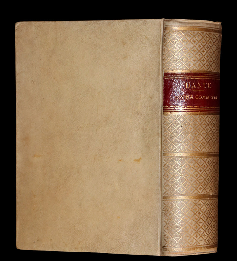 1886 Rare Italian Vellum Book - La Divina Commedia di DANTE ALIGHIERI - Divine Comedy.