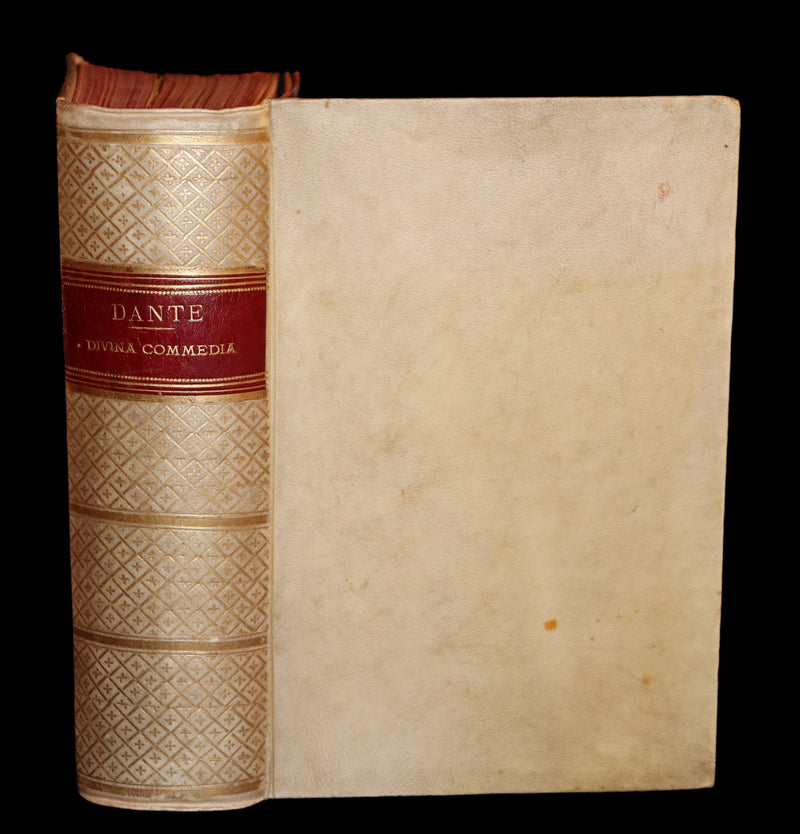 1886 Rare Italian Vellum Book - La Divina Commedia di DANTE ALIGHIERI - Divine Comedy.