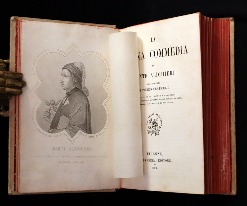 1886 Rare Italian Vellum Book - La Divina Commedia di DANTE ALIGHIERI - Divine Comedy.