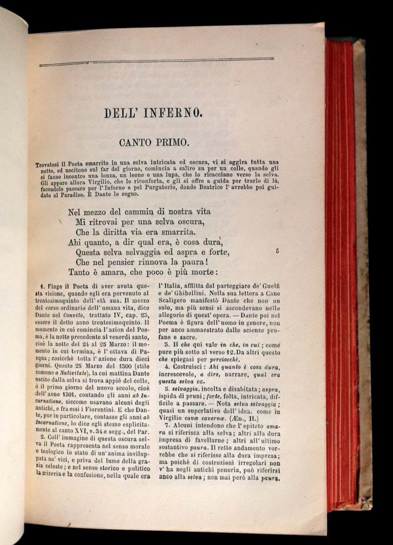 1886 Rare Italian Vellum Book - La Divina Commedia di DANTE ALIGHIERI - Divine Comedy.