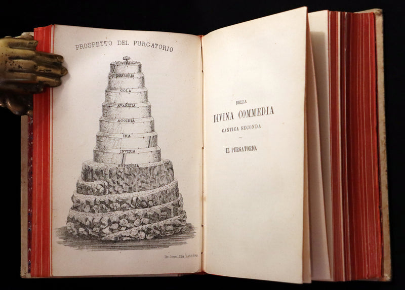 1886 Rare Italian Vellum Book - La Divina Commedia di DANTE ALIGHIERI - Divine Comedy.