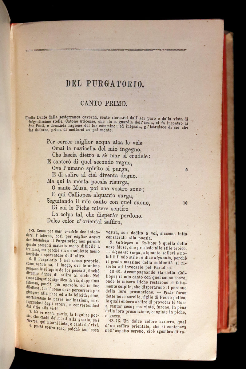 1886 Rare Italian Vellum Book - La Divina Commedia di DANTE ALIGHIERI - Divine Comedy.