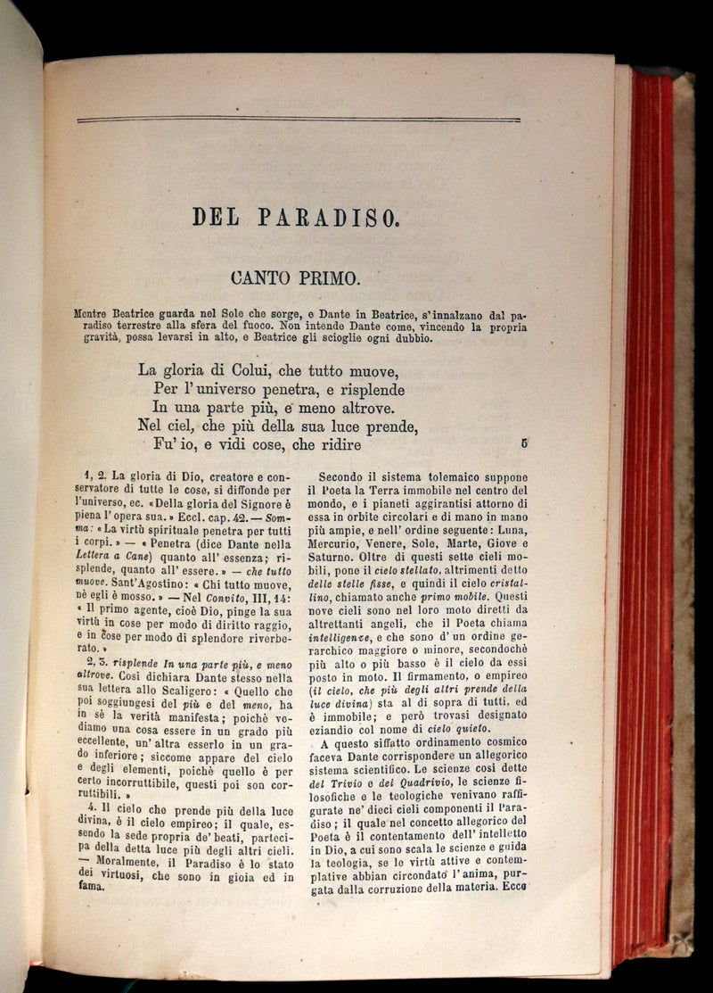 1886 Rare Italian Vellum Book - La Divina Commedia di DANTE ALIGHIERI - Divine Comedy.
