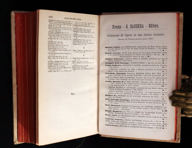 1886 Rare Italian Vellum Book - La Divina Commedia di DANTE ALIGHIERI - Divine Comedy.