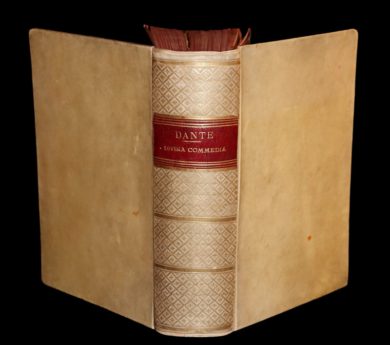 1886 Rare Italian Vellum Book - La Divina Commedia di DANTE ALIGHIERI - Divine Comedy.