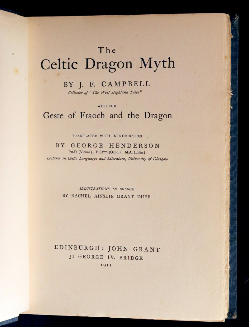 1911 Rare First Edition - The CELTIC DRAGON MYTH with the Geste of Faroch and the Dragon.