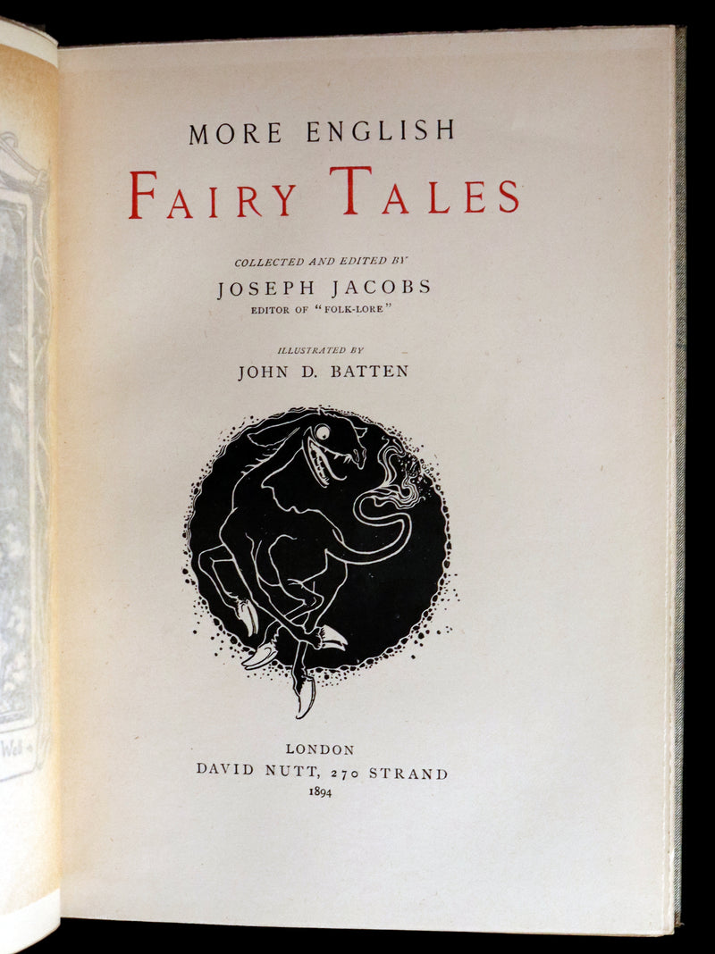 1894 Scarce First Edition - More English Fairy Tales by Joseph Jacobs, illustrated by John D. Batten.
