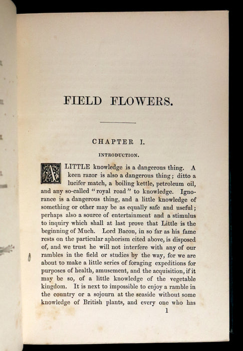 1870 Rare First Edition - FIELD FLOWERS, A handy-book for the rambling by the famous botanist James Shirley Hibberd.