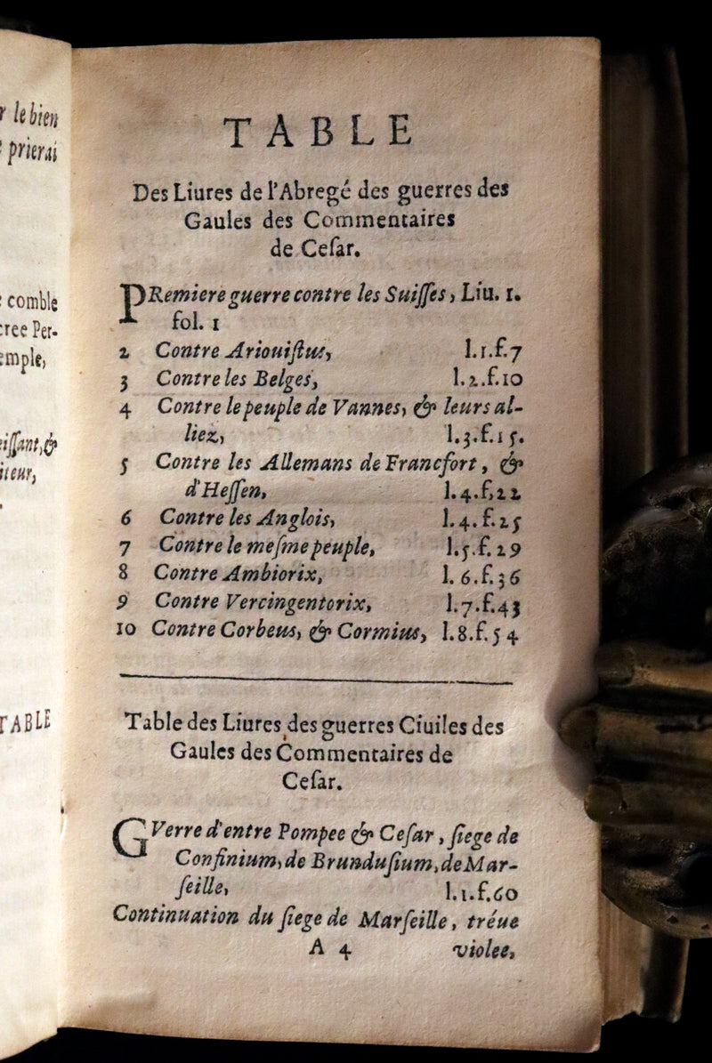 1641 Rare vellum French Book - Caesar Art of War - Le Parfait Capitaine by Duke of Rohan.