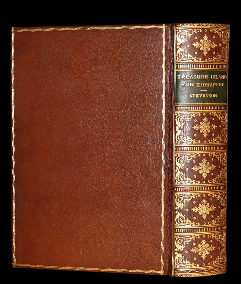 1930 Beautiful morocco binding - TREASURE ISLAND and KIDNAPPED by Stevenson. Illustrated.