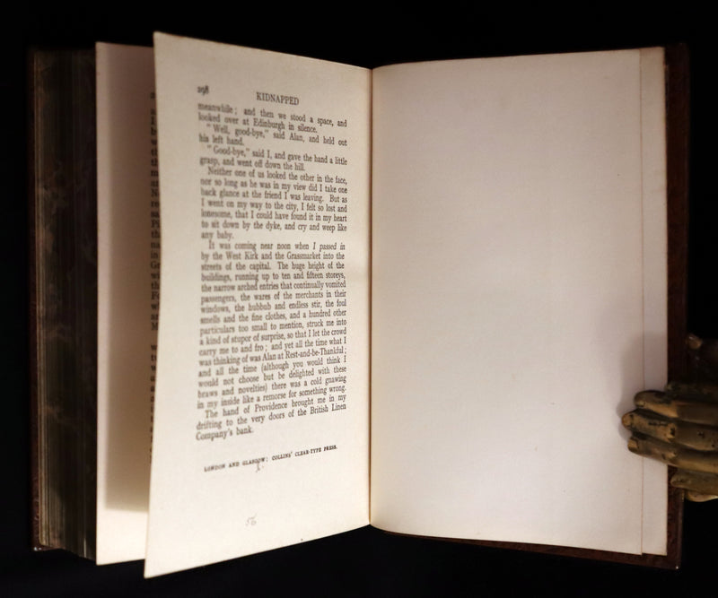 1930 Beautiful morocco binding - TREASURE ISLAND and KIDNAPPED by Stevenson. Illustrated.