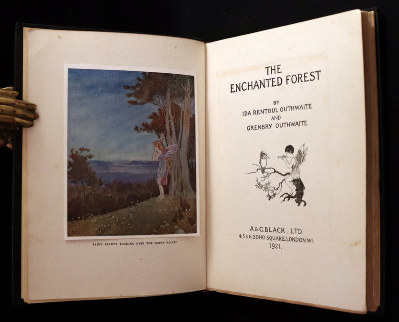 1921 Rare First UK Edition in a beautiful binding ~ THE ENCHANTED FOREST by Ida Rentoul Outhwaite color illustrated.