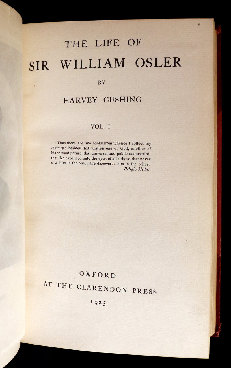1925 Rare Medical biography set in a beautiful binding - The Life of Sir William Osler by Harvey Cushing.