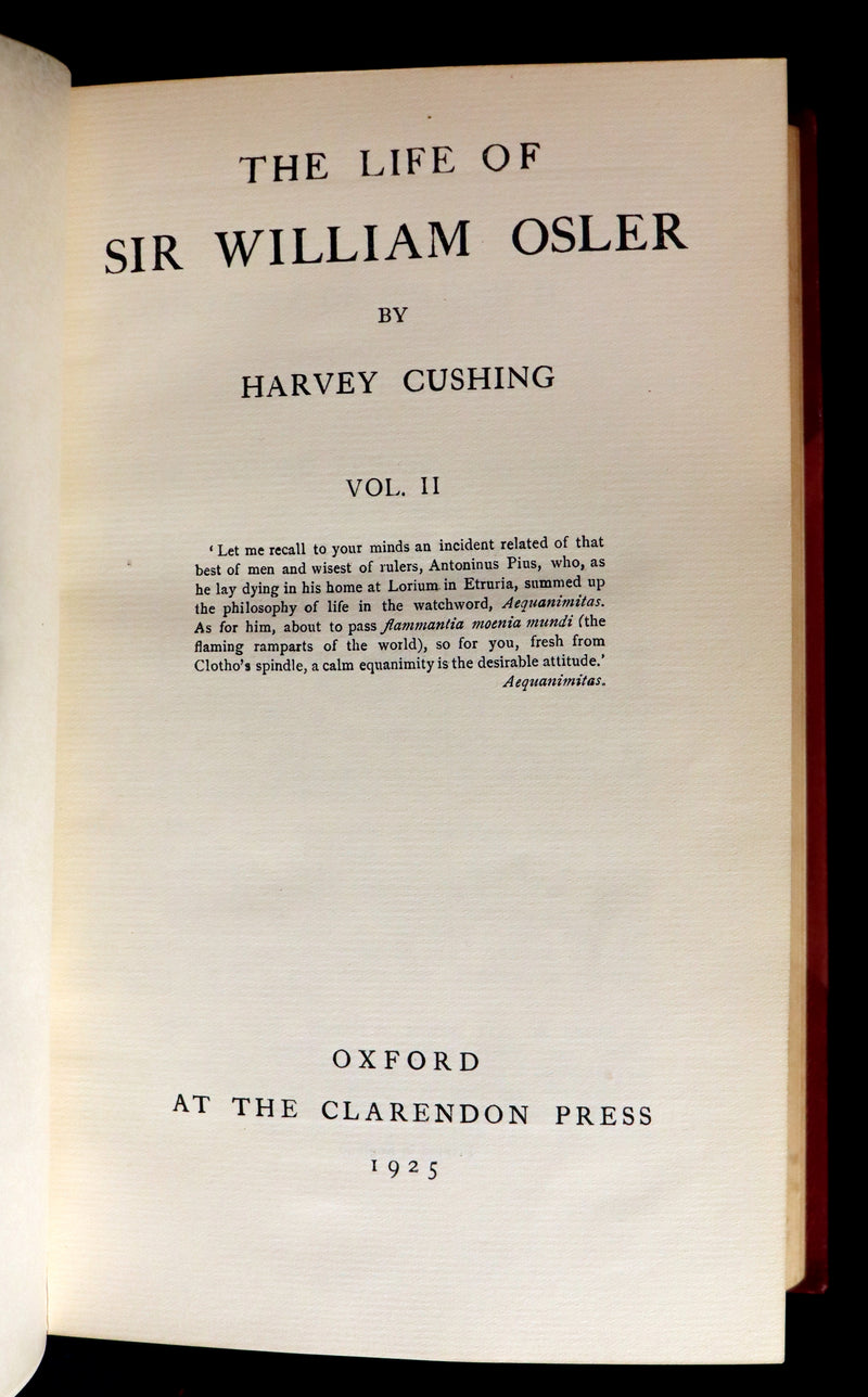 1925 Rare Medical biography set in a beautiful binding - The Life of Sir William Osler by Harvey Cushing.
