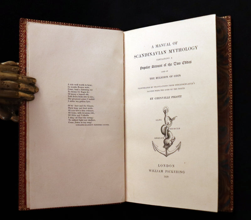 1839 Scarce First Edition - A MANUAL OF SCANDINAVIAN MYTHOLOGY: The Two Eddas & The Religion of Odin by G. Pigott.