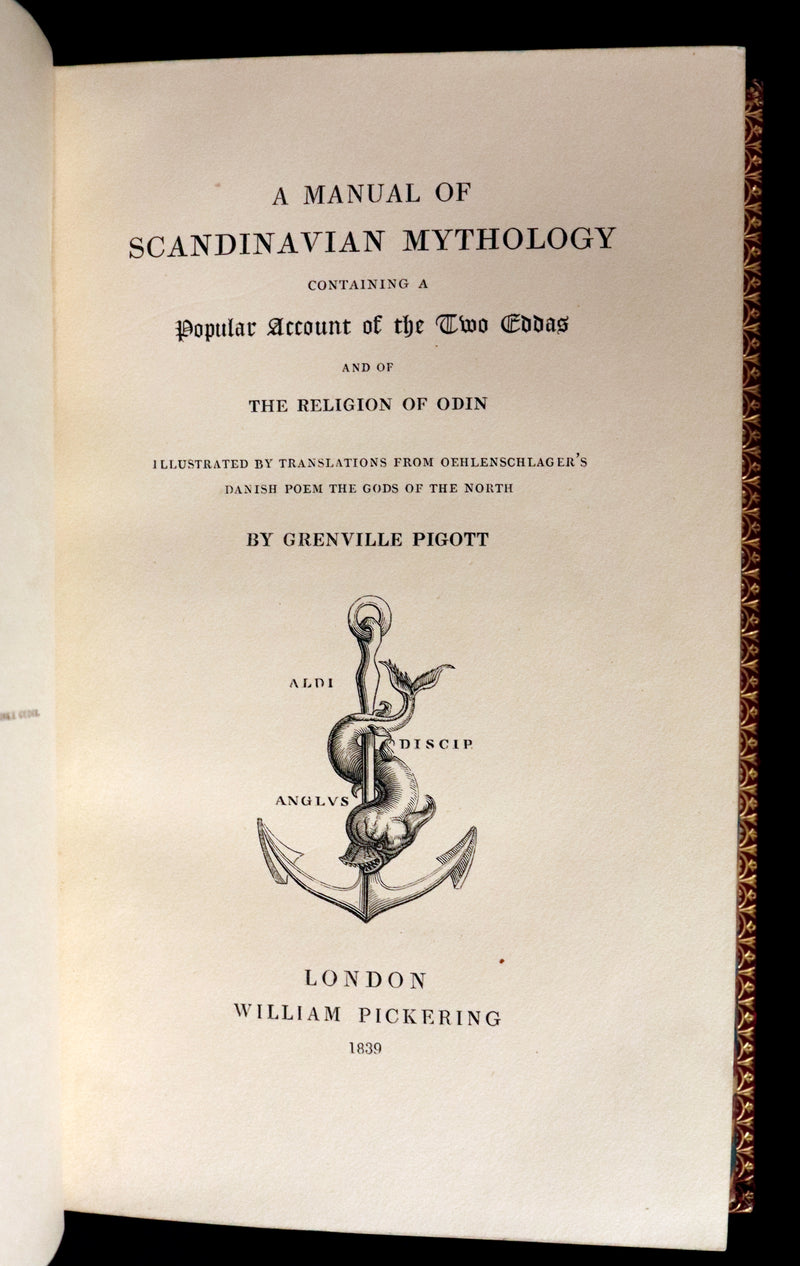 1839 Scarce First Edition - A MANUAL OF SCANDINAVIAN MYTHOLOGY: The Two Eddas & The Religion of Odin by G. Pigott.