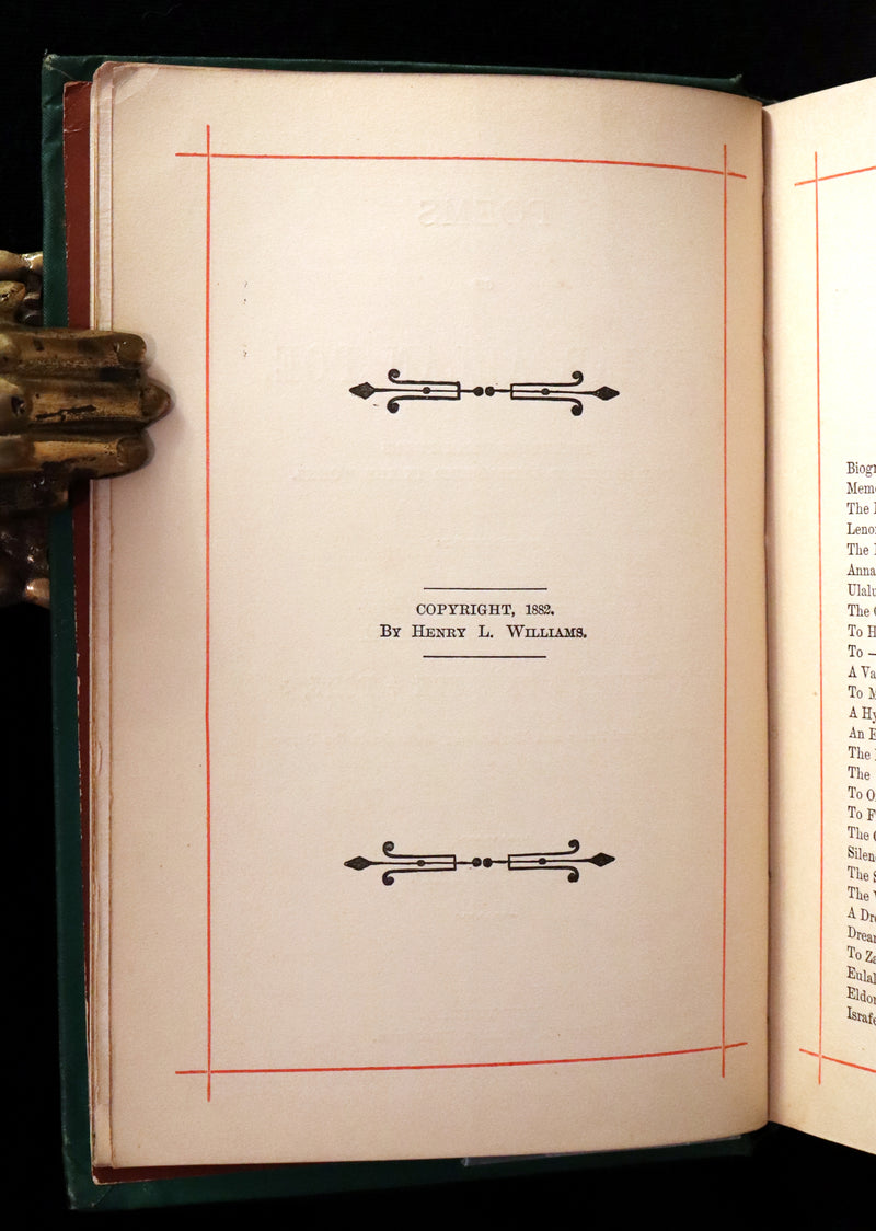 1882 Rare Book - Poems of EDGAR ALLAN POE with a full and impartial Memoir of the Poet.