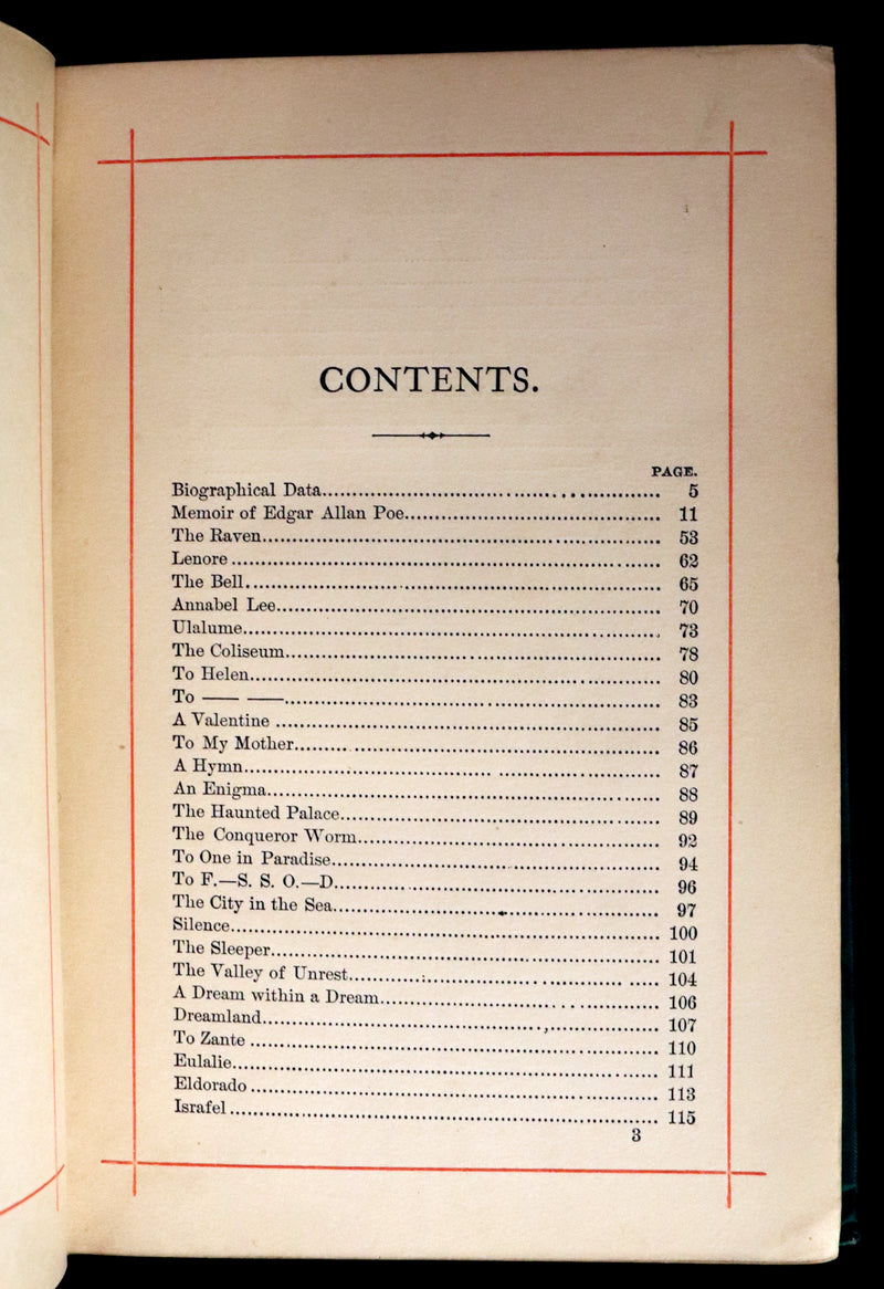 1882 Rare Book - Poems of EDGAR ALLAN POE with a full and impartial Memoir of the Poet.
