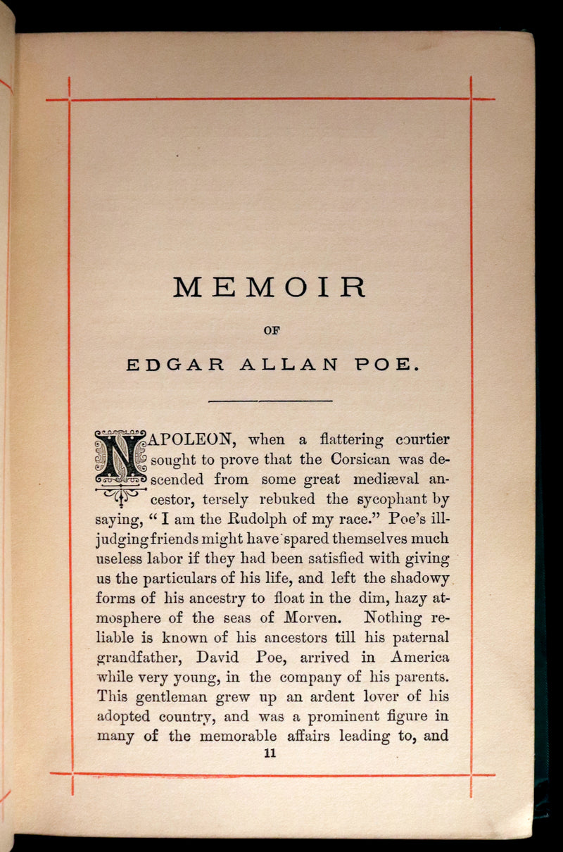 1882 Rare Book - Poems of EDGAR ALLAN POE with a full and impartial Memoir of the Poet.