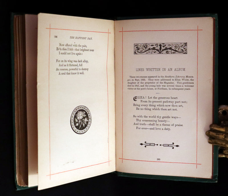 1882 Rare Book - Poems of EDGAR ALLAN POE with a full and impartial Memoir of the Poet.