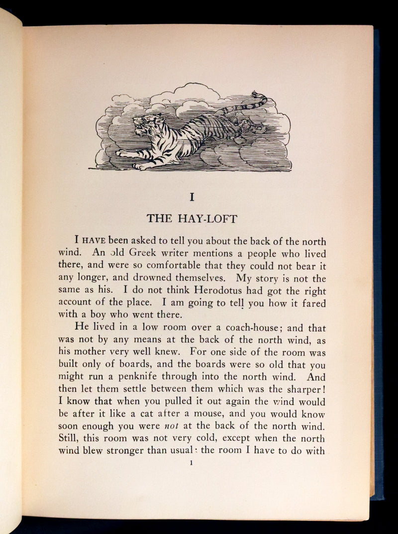 1924 Rare First Edition - AT THE BACK OF THE NORTH WIND Illustrated by Francis Donkin Bedford.