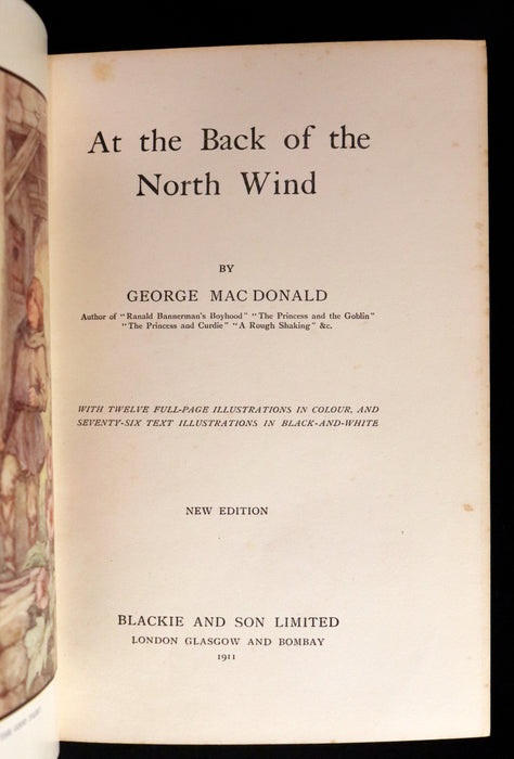 1911 Rare Book - AT THE BACK OF THE NORTH WIND Illustrated by Frank C. Pape.