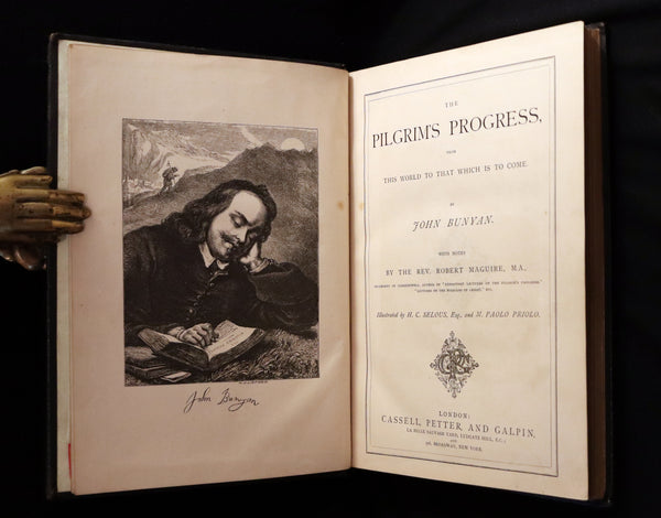 1870 Rare Victorian Book - The Pilgrim's Progress illustrated by Henry Courtney Selous & M. Paolo Priolo.