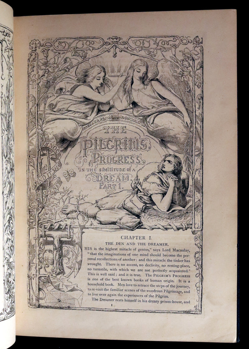 1870 Rare Victorian Book - The Pilgrim's Progress illustrated by Henry Courtney Selous & M. Paolo Priolo.