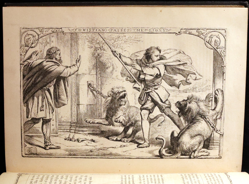 1870 Rare Victorian Book - The Pilgrim's Progress illustrated by Henry Courtney Selous & M. Paolo Priolo.