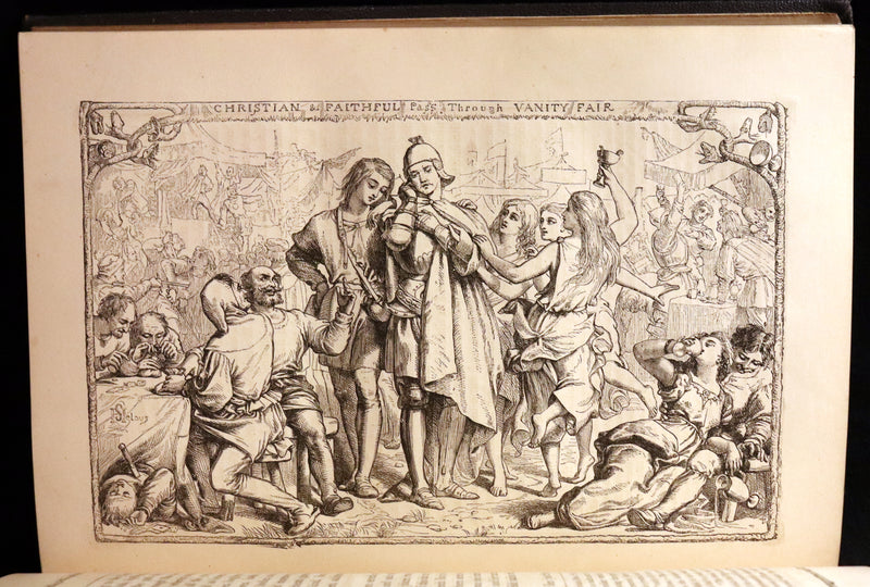 1870 Rare Victorian Book - The Pilgrim's Progress illustrated by Henry Courtney Selous & M. Paolo Priolo.