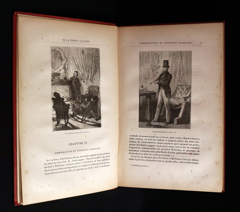 1880 Rare French Book - JULES VERNE - From the Earth to the Moon - De la Terre à la Lune, trajet direct en 97 heures 20 minutes. Illustrated.