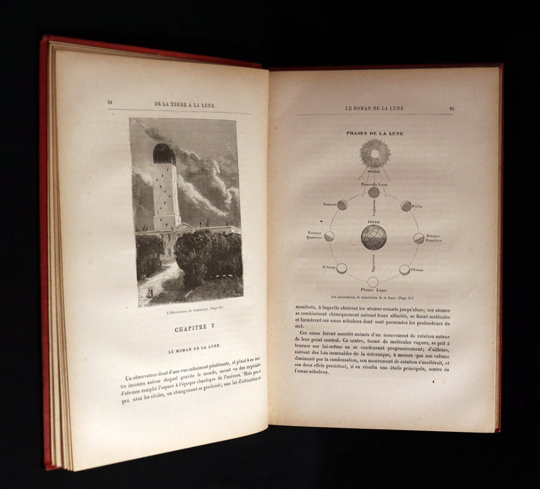 1880 Rare French Book - JULES VERNE - From the Earth to the Moon - De la Terre à la Lune, trajet direct en 97 heures 20 minutes. Illustrated.