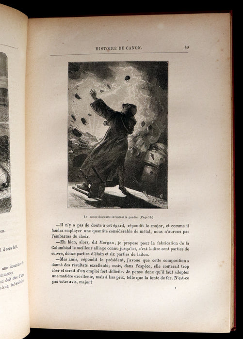 1880 Rare French Book - JULES VERNE - From the Earth to the Moon - De la Terre à la Lune, trajet direct en 97 heures 20 minutes. Illustrated.