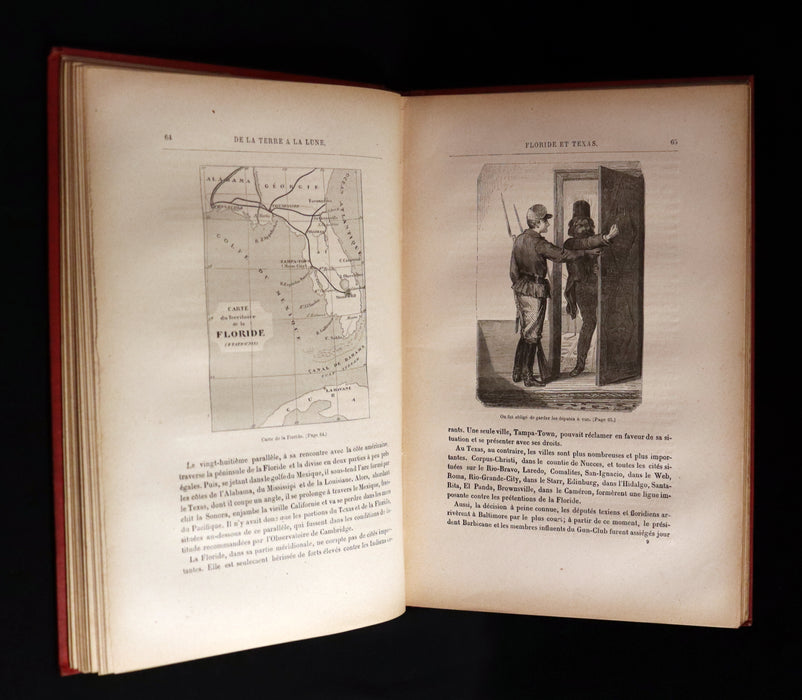 1880 Rare French Book - JULES VERNE - From the Earth to the Moon - De la Terre à la Lune, trajet direct en 97 heures 20 minutes. Illustrated.