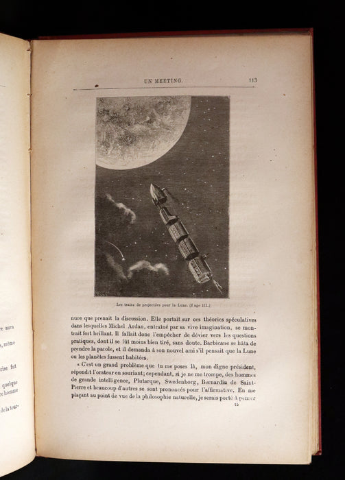 1880 Rare French Book - JULES VERNE - From the Earth to the Moon - De la Terre à la Lune, trajet direct en 97 heures 20 minutes. Illustrated.