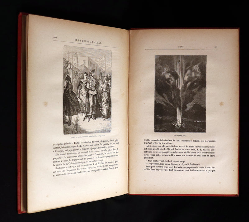 1880 Rare French Book - JULES VERNE - From the Earth to the Moon - De la Terre à la Lune, trajet direct en 97 heures 20 minutes. Illustrated.
