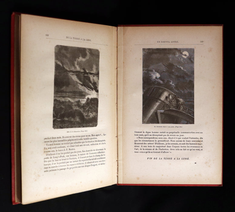 1880 Rare French Book - JULES VERNE - From the Earth to the Moon - De la Terre à la Lune, trajet direct en 97 heures 20 minutes. Illustrated.