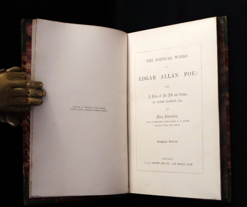 1852 Rare Illustrated Book - The Poetical Works of EDGAR ALLAN POE with a notice of his Life.