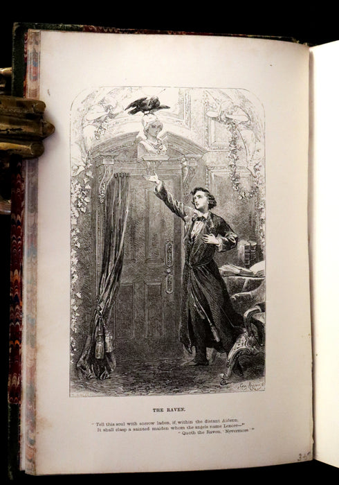 1852 Rare Illustrated Book - The Poetical Works of EDGAR ALLAN POE with a notice of his Life.