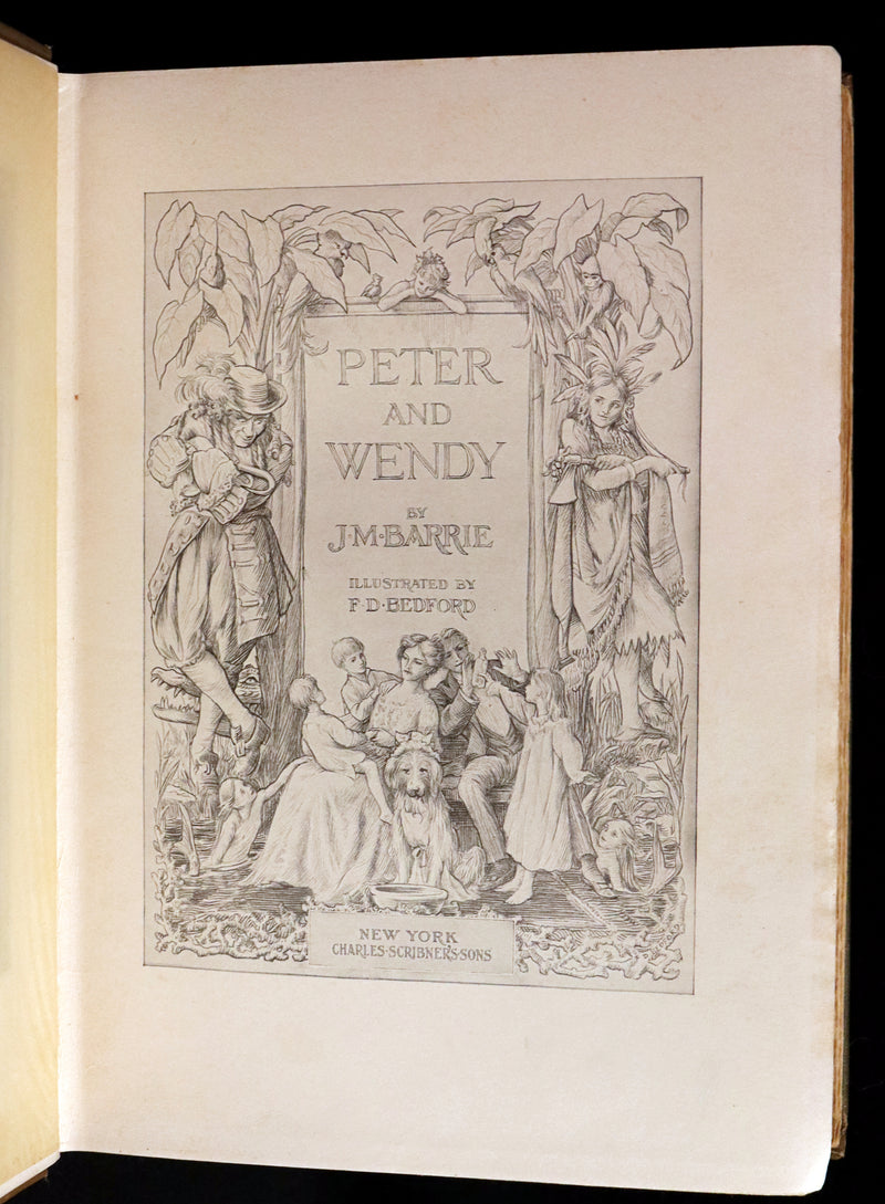 1911 Rare PETER PAN First Edition - PETER and WENDY by James Matthew Barrie illustrated by F.D. Bedford.