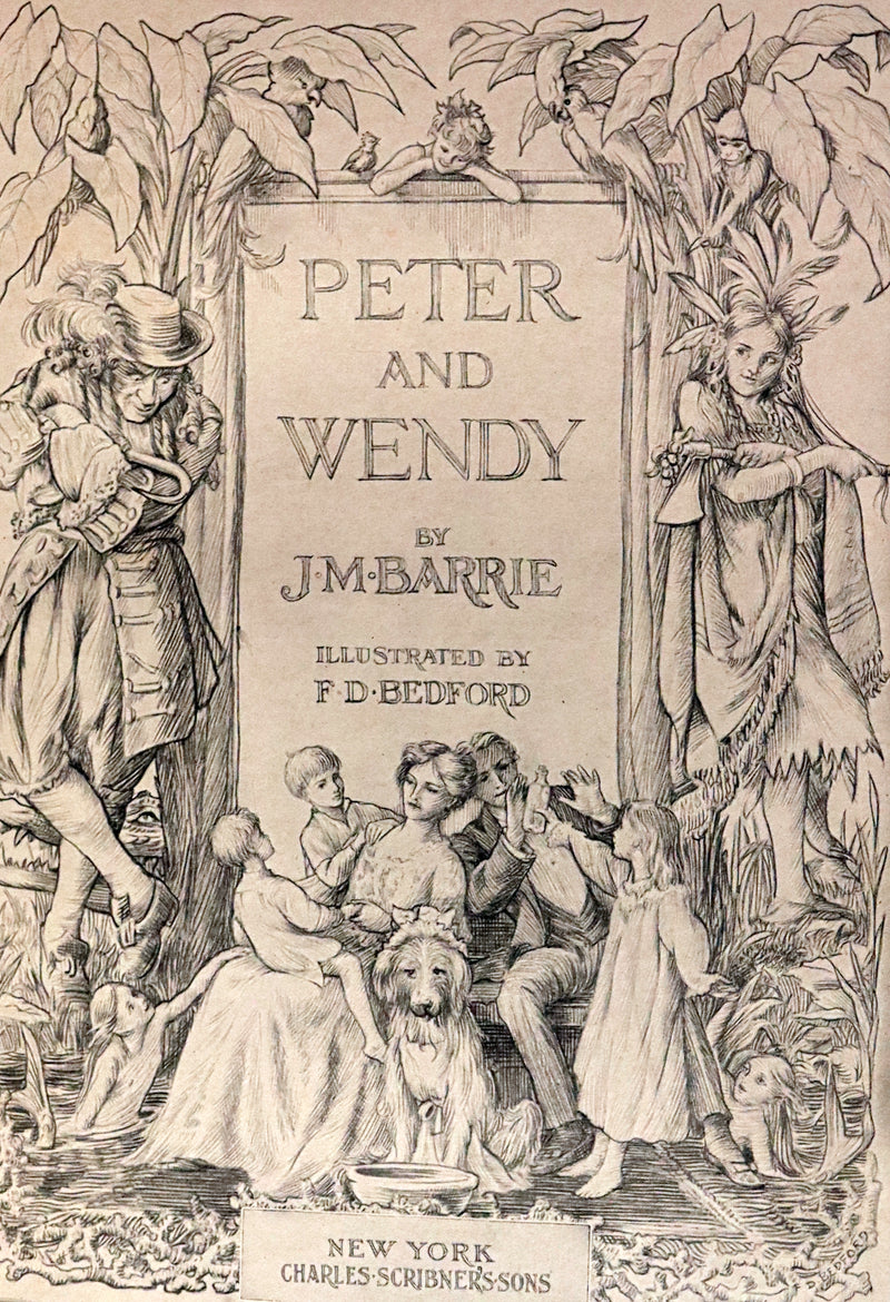 1911 Rare PETER PAN First Edition - PETER and WENDY by James Matthew Barrie illustrated by F.D. Bedford.