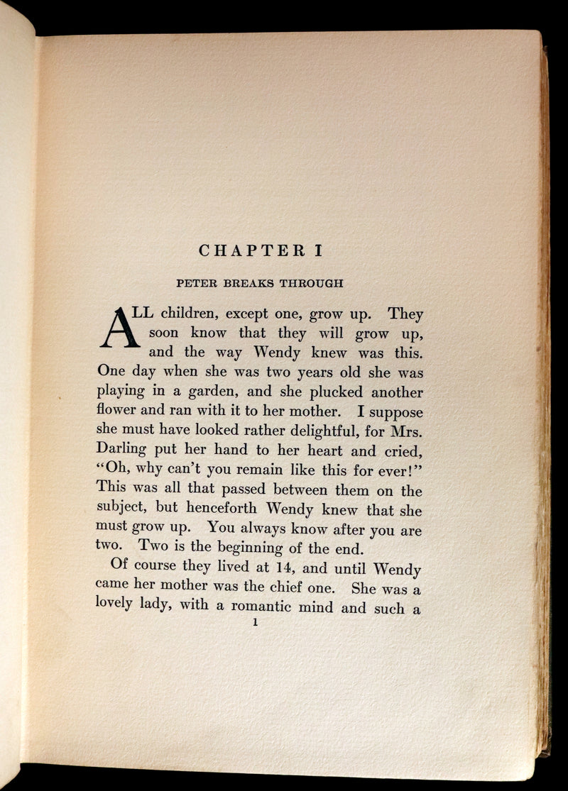 1911 Rare PETER PAN First Edition - PETER and WENDY by James Matthew Barrie illustrated by F.D. Bedford.