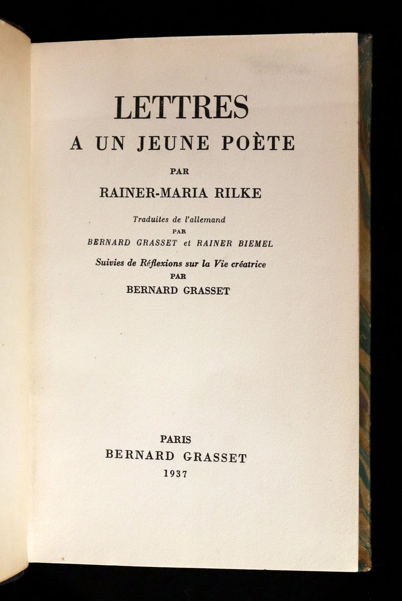 1937 Rare French First Edition - Lettres à un Jeune Poète (Letters to a Young Poet) by Rainer Maria Rilke. #435.