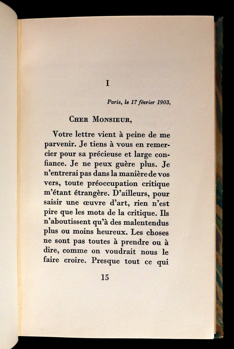 1937 Rare French First Edition - Lettres à un Jeune Poète (Letters to a Young Poet) by Rainer Maria Rilke. #435.