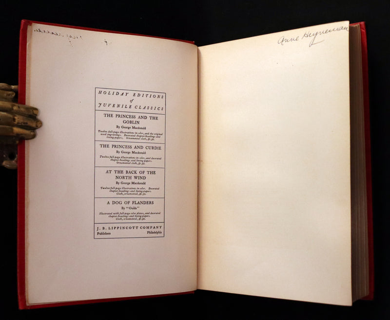 1909 Rare Book - AT THE BACK OF THE NORTH WIND. First Edition illustrated by Maria L. Kirk.