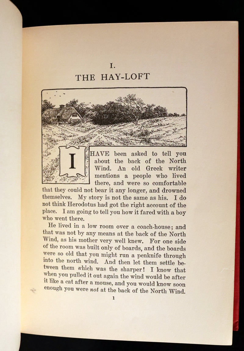 1909 Rare Book - AT THE BACK OF THE NORTH WIND. First Edition illustrated by Maria L. Kirk.
