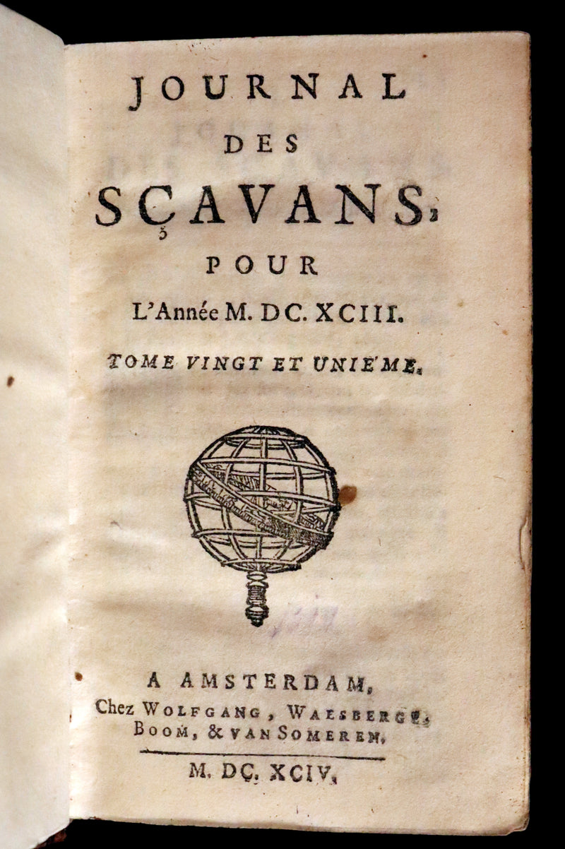1694 Scarce French Book - Scientists' Journal for year 1693 - Journal des SCAVANS pour l'année 1693.