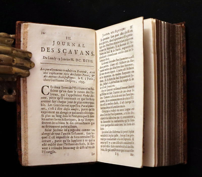1694 Scarce French Book - Scientists' Journal for year 1693 - Journal des SCAVANS pour l'année 1693.